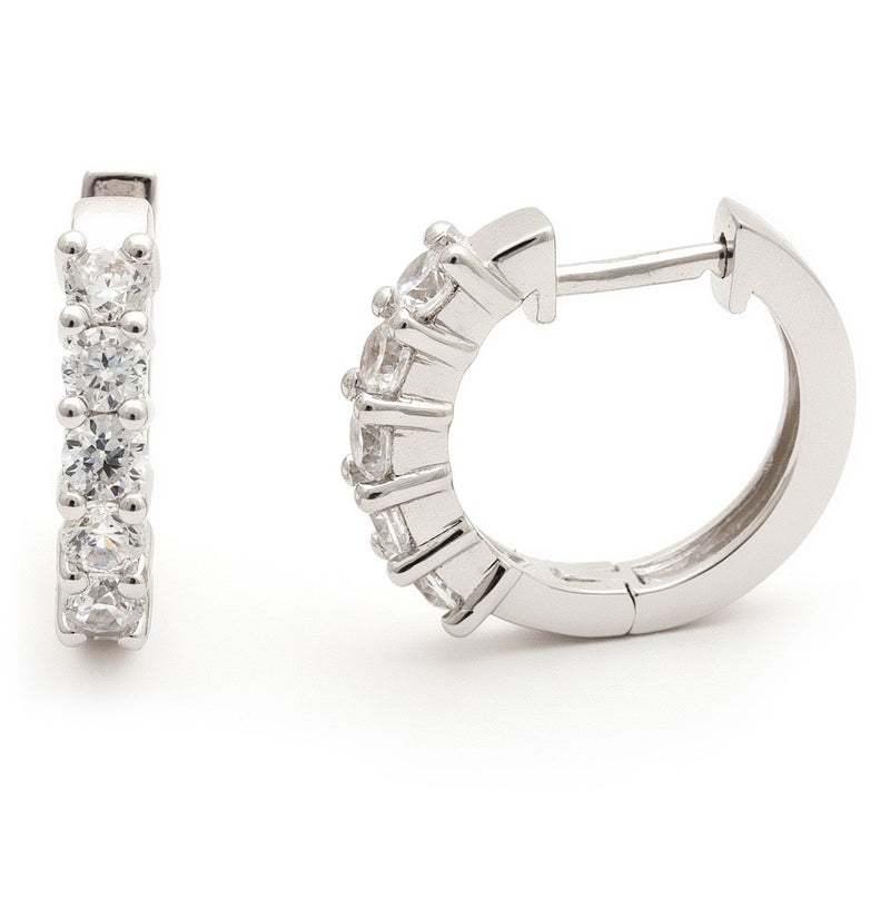 Sterling Silver CZ 18mm Hoop Earrings